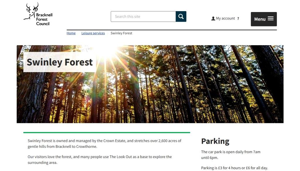 image of and link to the Swinley Forest website